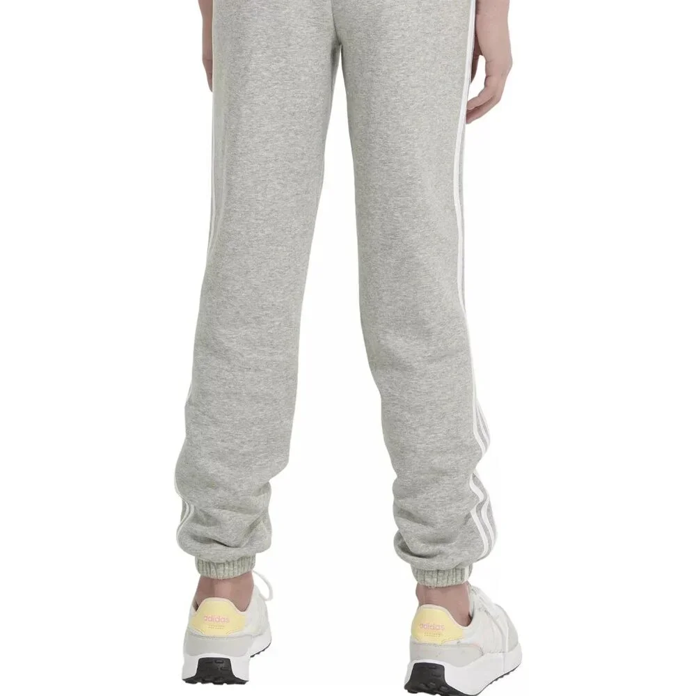 NWT adidas Girls' Elastic Waistband 3-Stripe Cotton Fleece Joggers - Picture 5 of 8